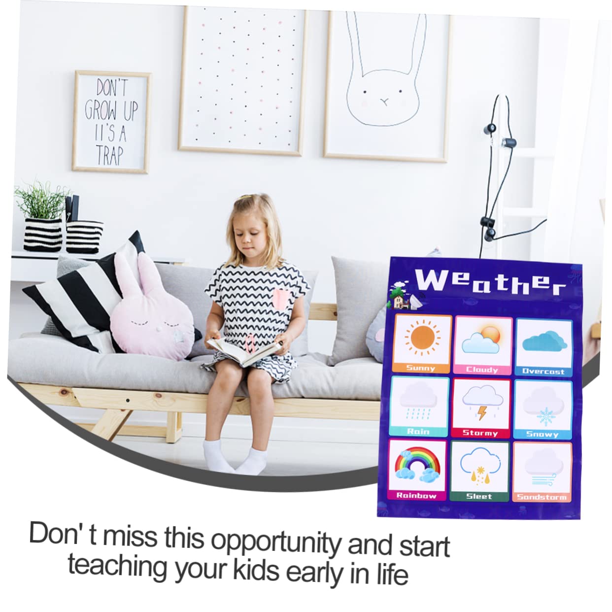 FUNOMOCYA Affiche Éducative Interactive pour Garçon et Filles Graphique Éducatif en Pp Adhésif, Tableau Mural D'éveil à L'anglais pour Bébé, Apprentissage Couleur Aléatoire Style Aléatoire