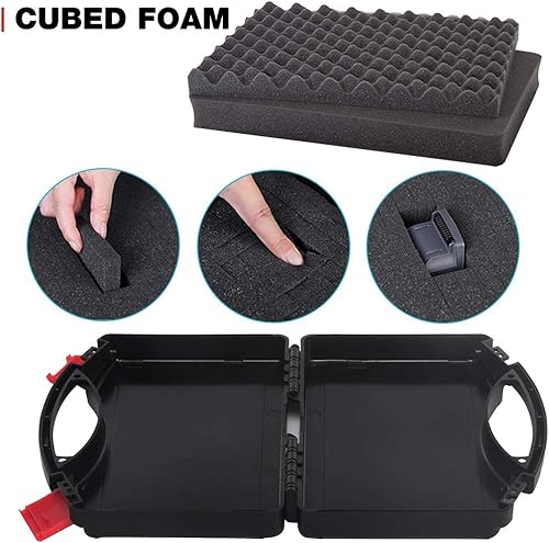 Miniatura 4 de Pequeña funda de transporte rígida con interior de espuma Pluck para iPhone, GoPro, cámara y más, tamaño exterior 9.3 x 7.5 x 2 pulgadas, color negro