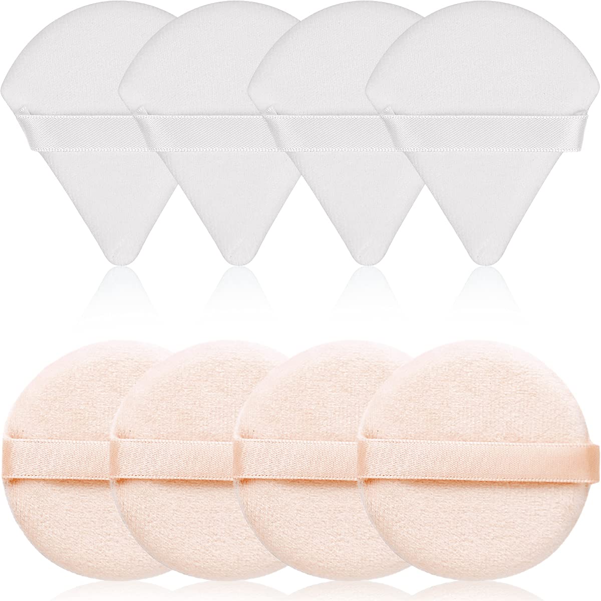 8 Pcs Powder Puff, 4 Pcs Triangle & 4 Pcs Round, Soft