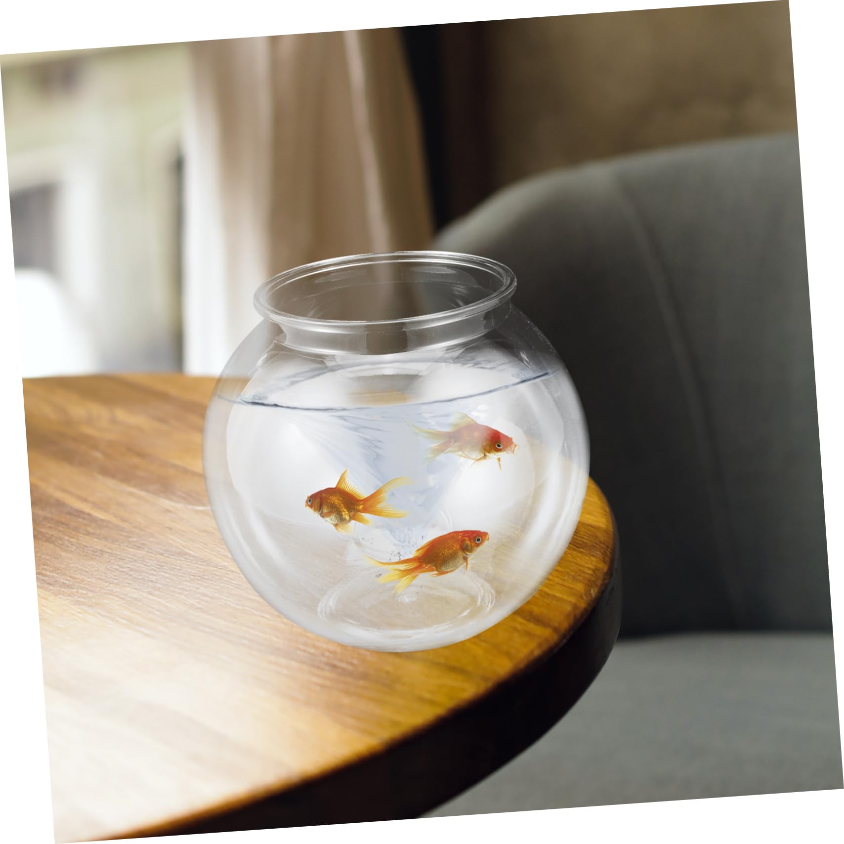 Beaupretty Pecera Pequeña Transparente Pecera Redonda De Plástico para Oficina o Hogar Caja De Cría para Peces De Colores Acuario Portátil