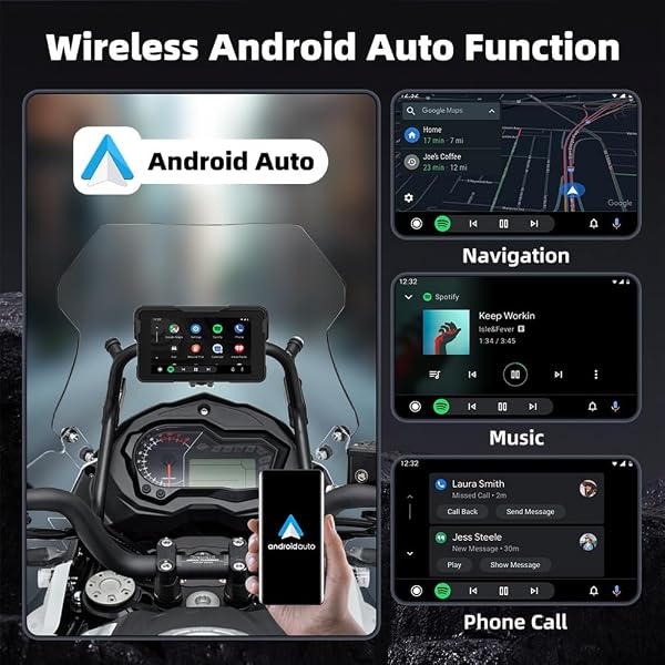 Pantalla de Navegación Digital Portátil para Motocicleta con CarPlay Moto Android Auto de 5.0 Pulgadas y Navegación Inalámbrica para Motocicleta. - 2