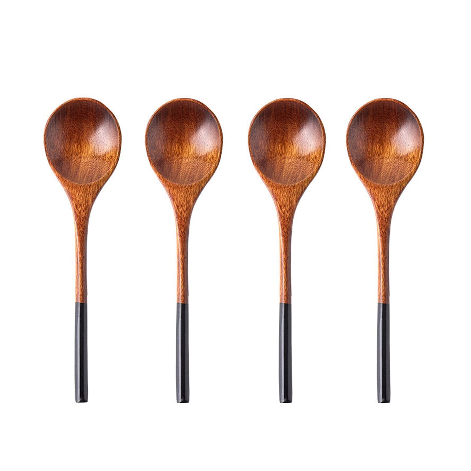Cucharas de Café, Té 4 piezas creativa estilo japonés cuchara de madera cucharaditas hechas a mano madera helado cucharas de té pequeño agitación espirante espresso mezclando cucharas Cuchara para Coc