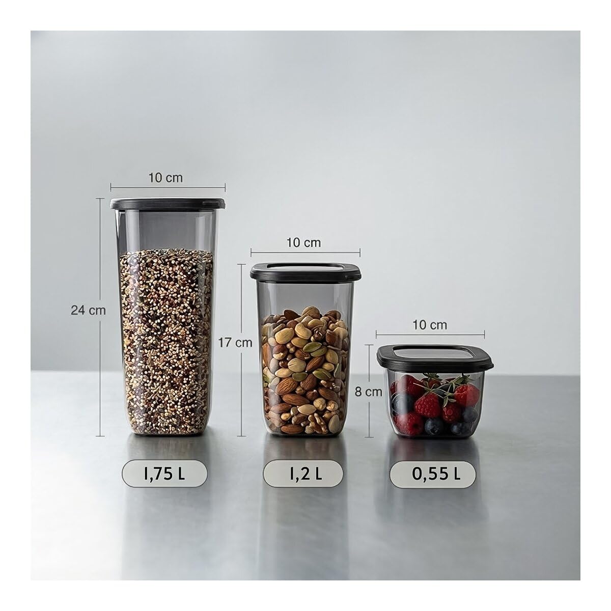 COFI 1453 18er Set Vorratsdosen mit Deckel, luftdicht - Küchen Organizer Aufbewahrungsboxen BPA frei - stapelbare Frischhaltedosen für Lebensmittel und Meal Prep