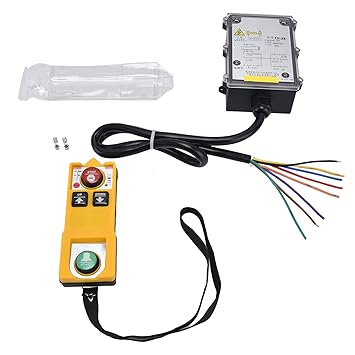 2 Key Hoist Crane Industrial Radio Remote Control, Wireless Crane Remote Control Transmitter & Receiver with Stop Button, Electric Lift Hoist Radio Switch Receiver for Electric Chain, Lift &(AC 380V)
