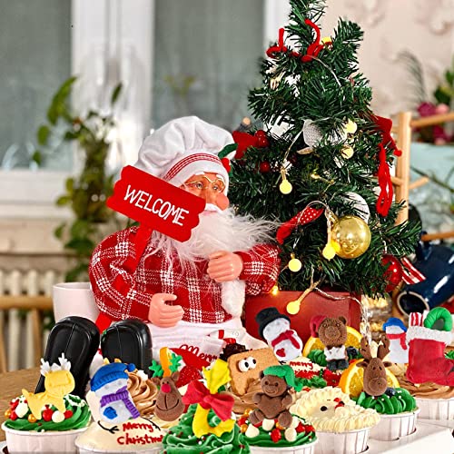 Christmas Fondant Molds Silicone Candy Molds Cute Christmas Tree Santa Claus Love Bear Elk Snowman Winter Frozen Party Cupcake Topper Decorating Tools, Silicone Chocolate Candy Mold (4 Pcs) #TOP6