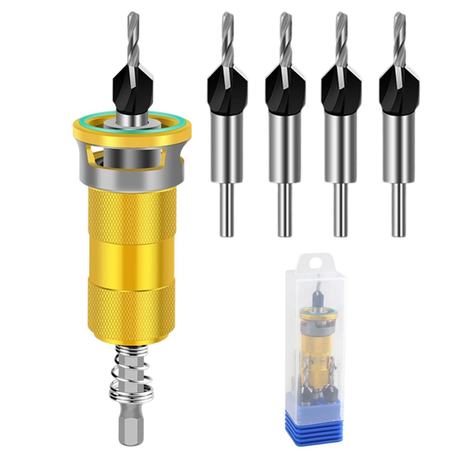 Broca De Avellanar Herramientas de carpintería metálicas de 4 flautas | Set 4 Brocas Avellanadoras Autocentrantes Para Muebles de Madera, Terrazas, Construcción, Carpinteros y Garajes