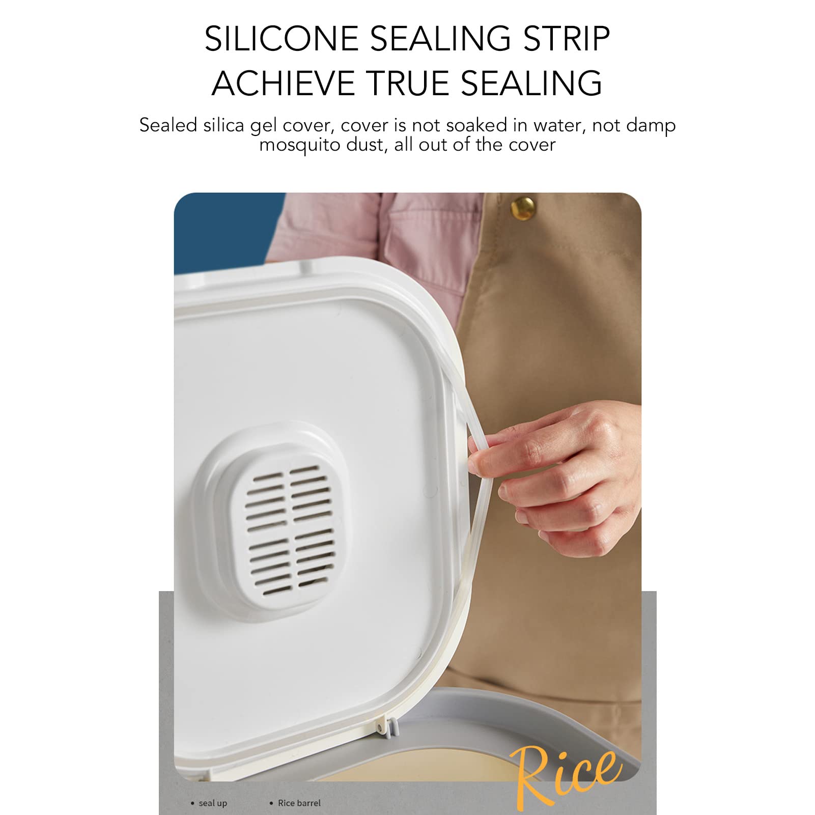 Boîte de riz de cuisine seau 10 kg ménage scellé distributeur de céréales conteneur de stockage pour aliments secs, farine, aliments pour animaux de compagnie, céréales