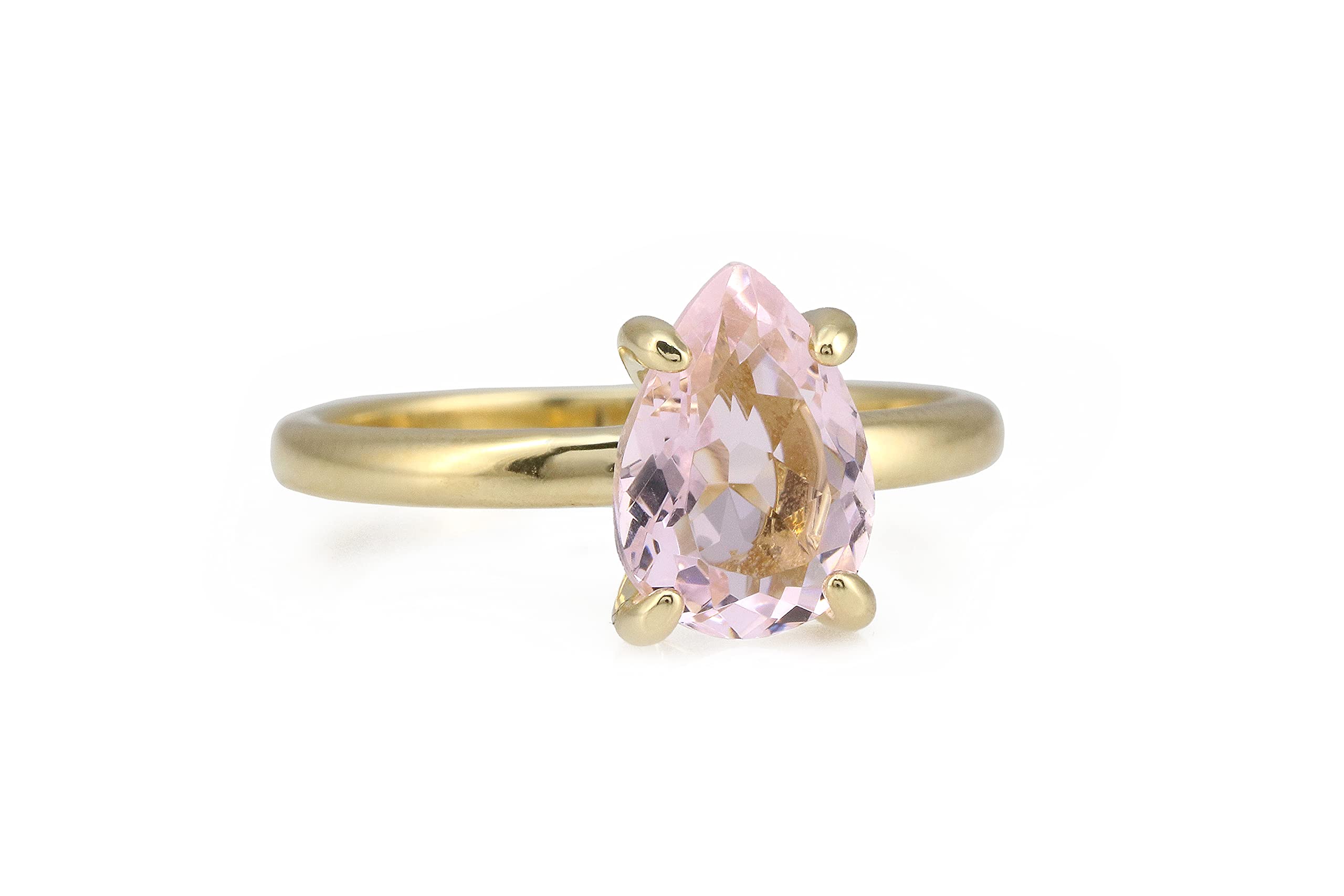 Unico Anello di Oro Rosa 14K - Elegante Anello con Pietra di Quarzo Rosa per Donna - con Incisione e Scatola di Fantasia Gratuita - Gioielli Fatti a Mano