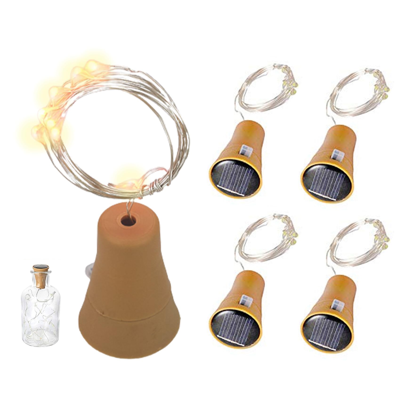 Naisicatar 5PCS Solar Bottle Lights, 1M 10 LEDs Cork Lights for Bottles, Waterproof Wine Bottle Night Light Christmas Decorations,Cork String Fairy Lamp for Garden Indoor Outside Party(Warm White)