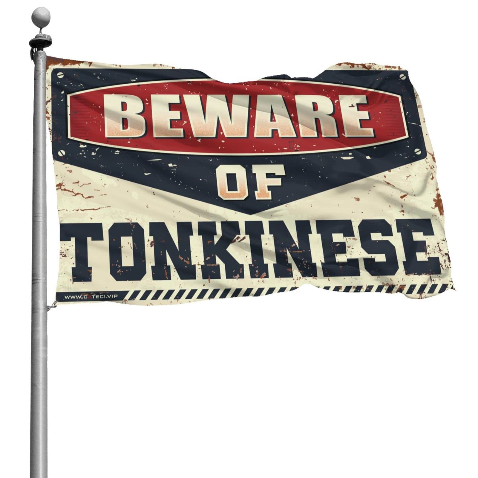 Drapeaux humoristiques Beware of Tonkinese pour une chambre d'ado stylée