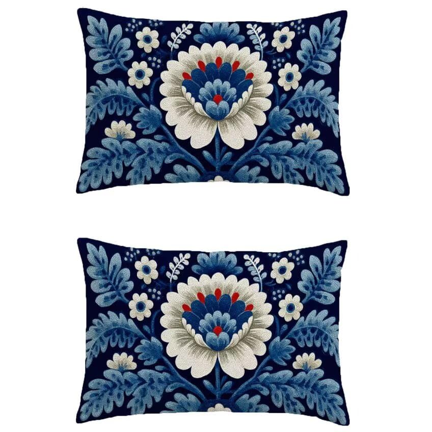 Housse de coussin de jardin extérieur imperméable fleur violette 60x80