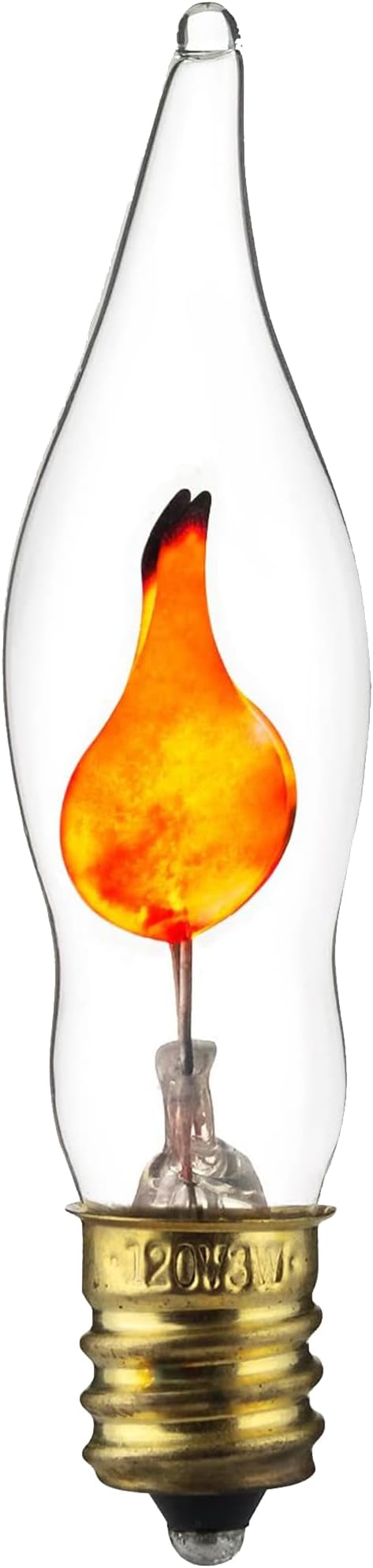 Sunlite 01506-SU Petite Chandelier Flicker Flame Light Bulb Candelabra Base E12, Clear, 12 Pack