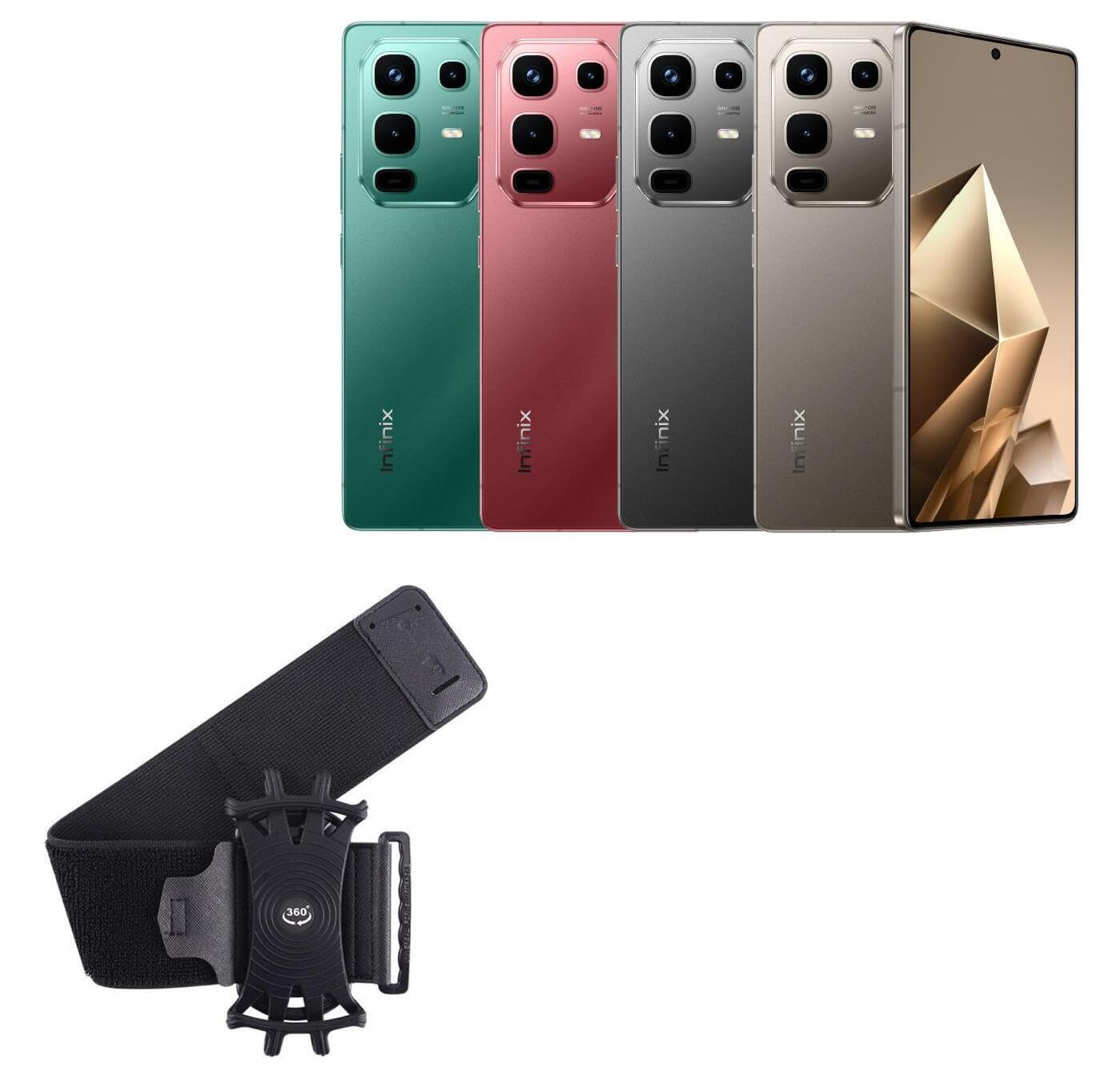 BoxWave Holster Compatible with Infinix Note 50 - ActiveStretch Sport Armband, Adjustable Armband for Workout and Running - Jet Black