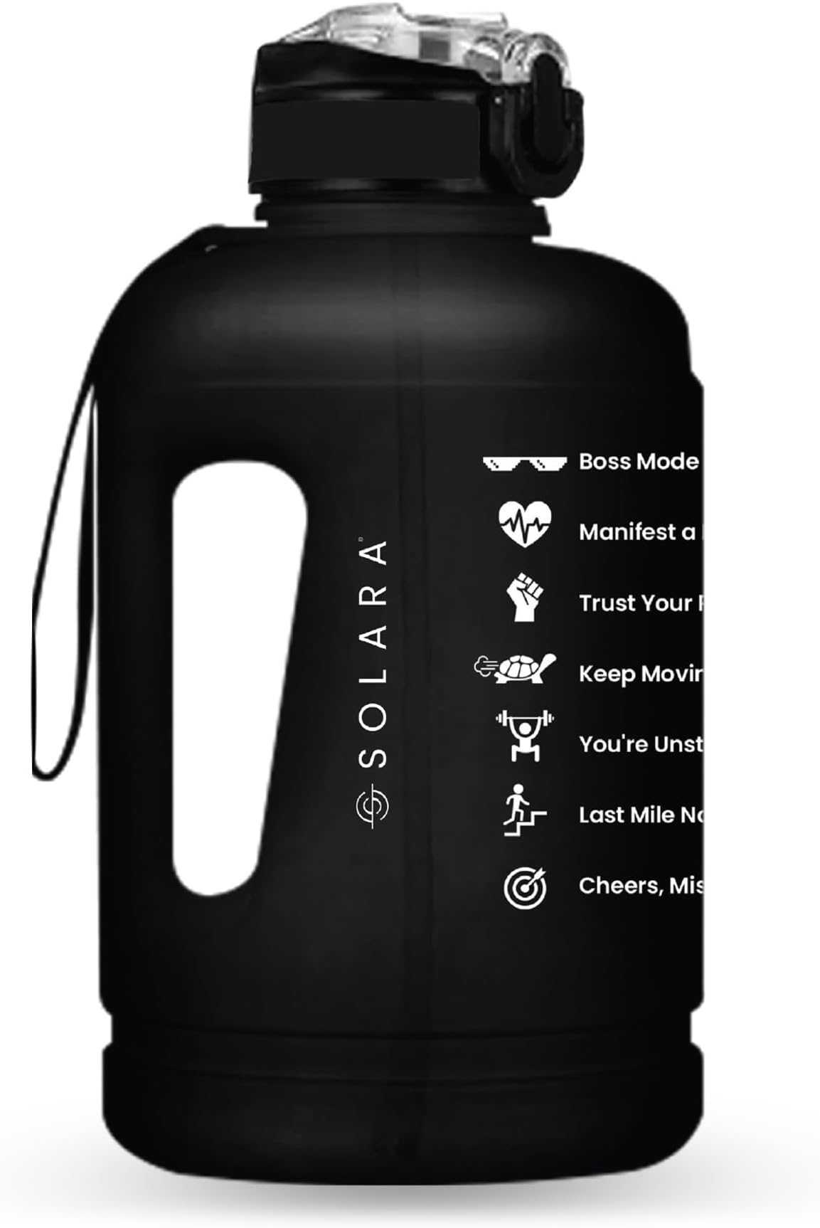 - Sipper Water Bottle for Adults 2.2 Litre with Motivational Time Marker, Leakproof Durable BPA Free Non-Toxic Tritan Water bottle for Gym, Home, Travel, Sports, Gifts and Office, Black Knight