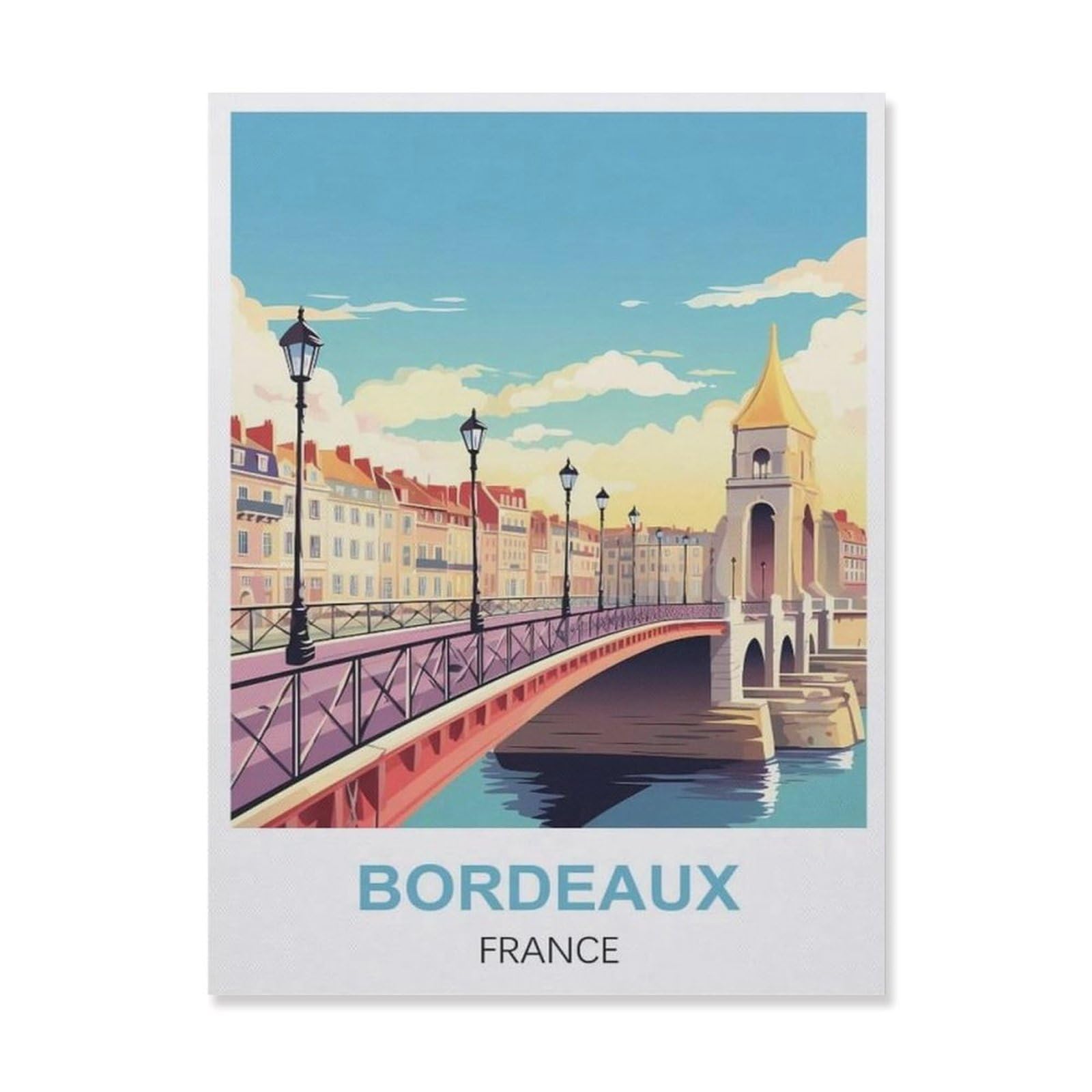 Funny Metal Tin Signs，Bordeaux Bridge France(15x30cm）