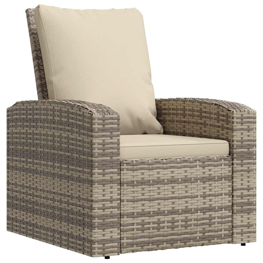 vidaXL Poltrona Reclinabile Giardino Cuscini Marrone Chiaro Polyrattan