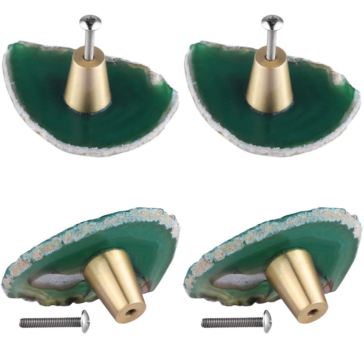 Boutons de meuble en agate verte pour décorer une commode de chambre
