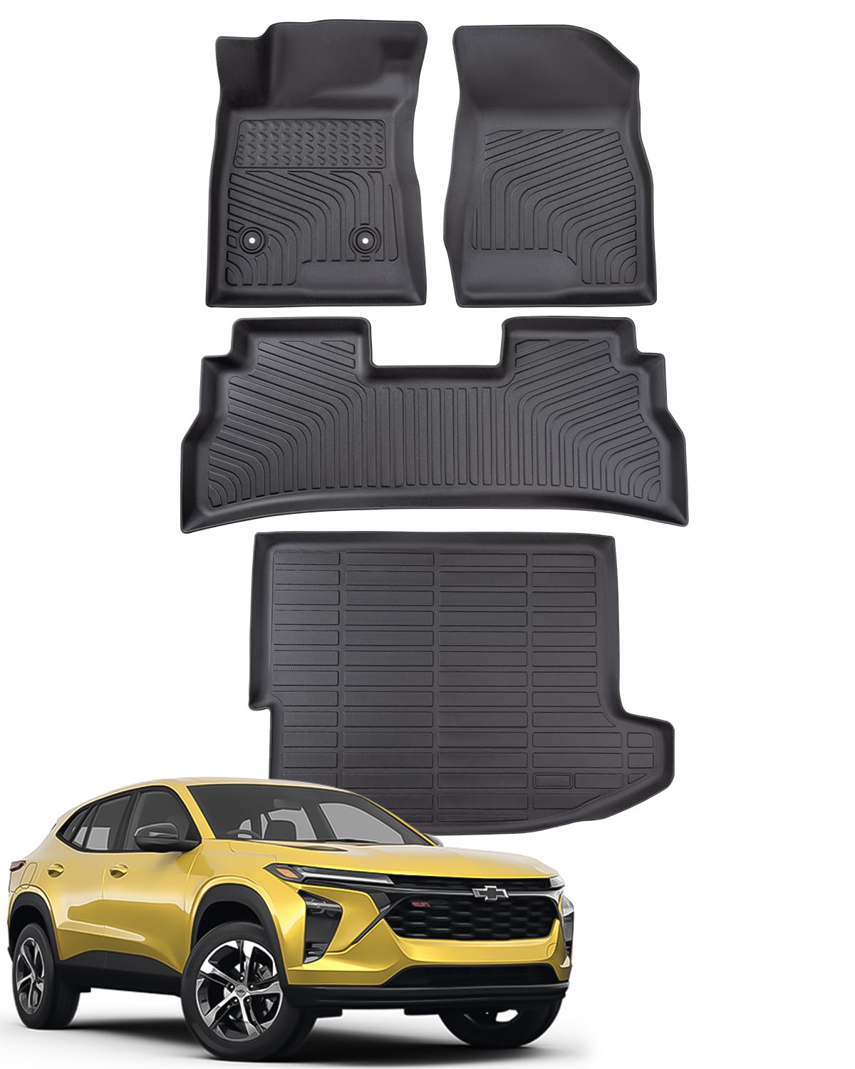 2023 2024 2025 for Chevy Trax LS/1RS/LT/2RS/ACTIV & Buick Envista Floor Mats & Cargo Liner 4Pcs, for Trax/Envista Floor Liner Trunk Cargo Heavy Duty All Weather Interior Accessories Black