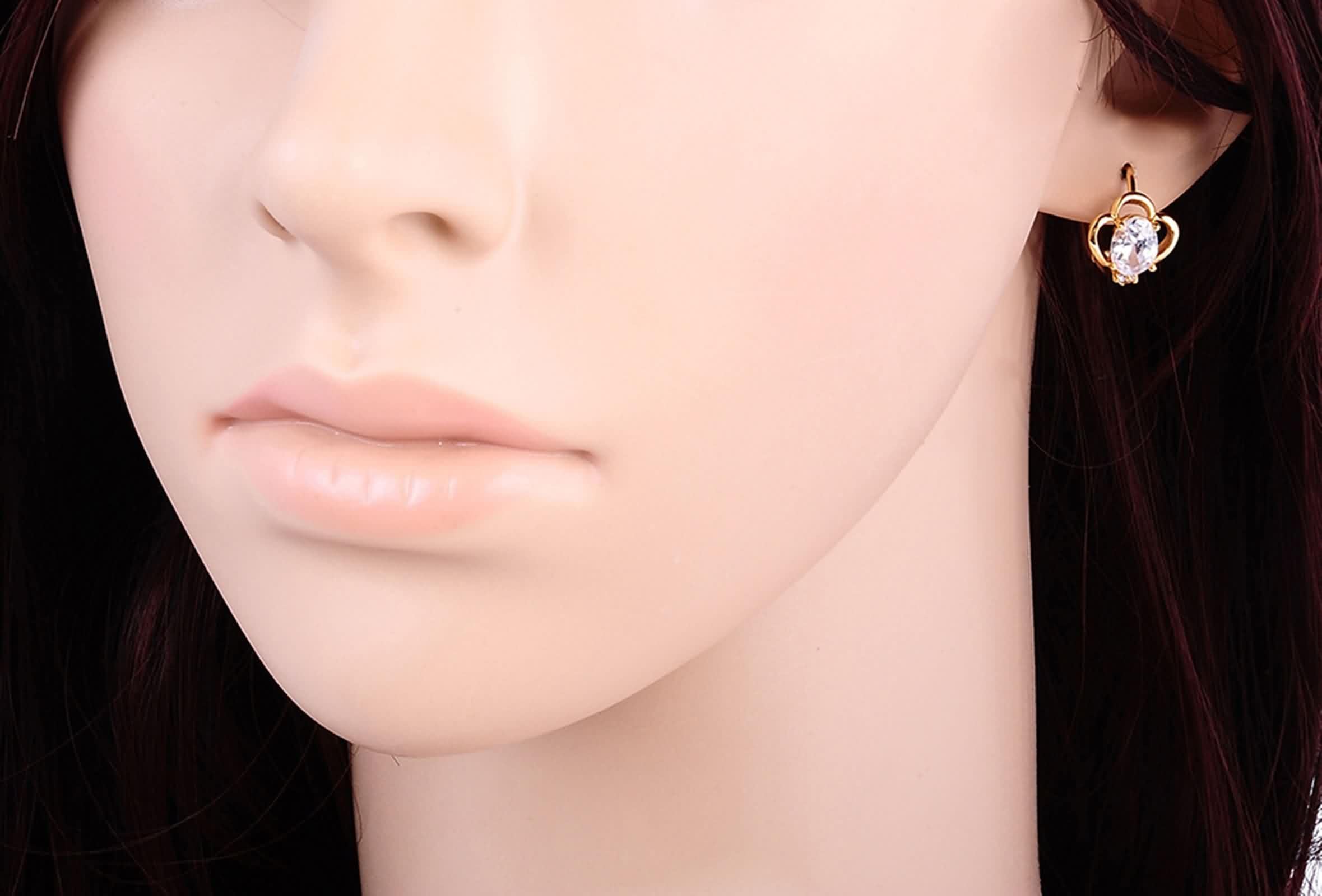 AMDXD Pendientes de aro de oro amarillo 375 de 9 quilates para mujer, joyas auténticas, pendientes de aro con moissanita, corte ovalado, oro de 9 quilates, pendientes de moissanita, pequeños