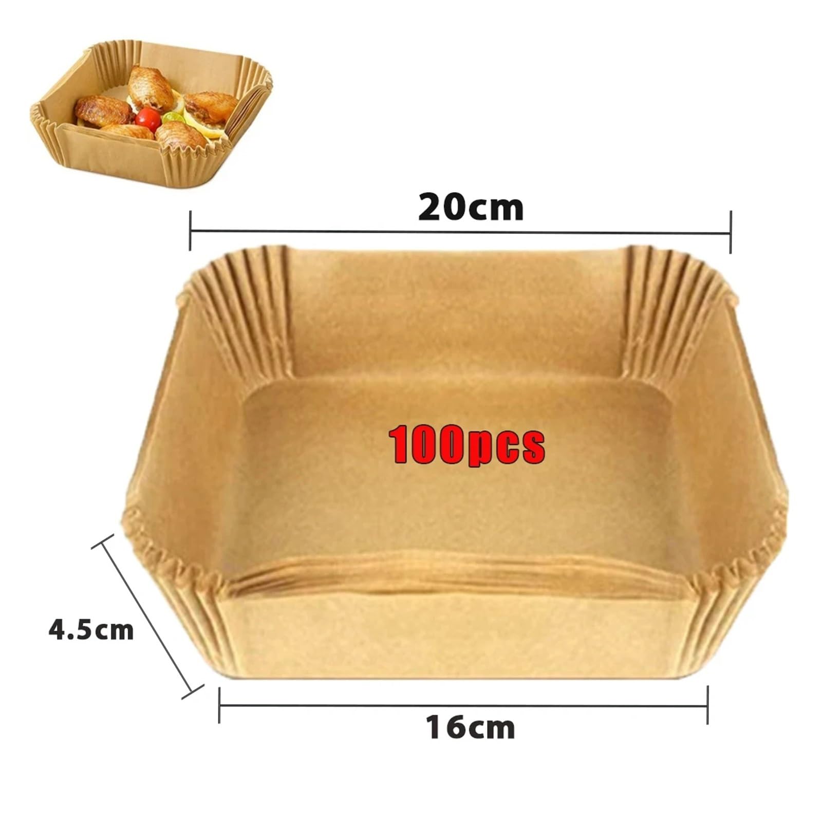Papel for freidora de aire antiadherente, papeles for hornear, revestimientos redondos for, accesorios cocina, 50/100 Uds(Brown 100Pc-16cm pro)