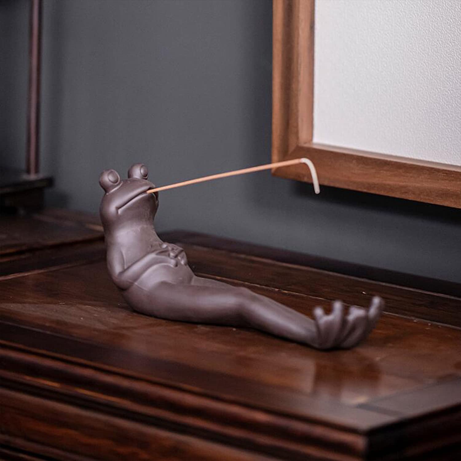 ブロンズカエル型 お香立て 蚊取り線香ホルダー／ブリキ製蚊取り線香立て／お香立て【カエル