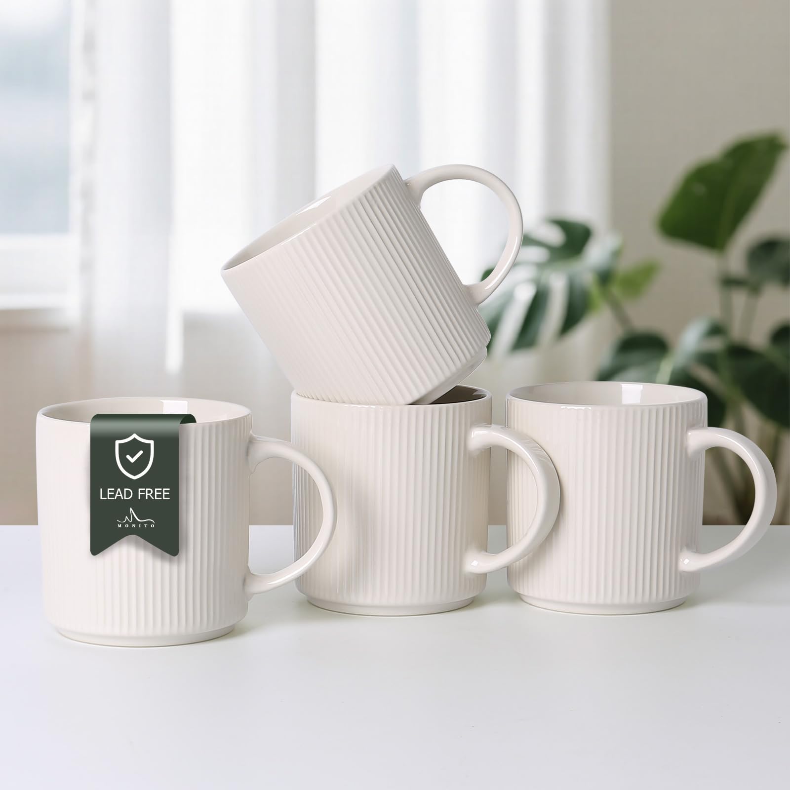 Amazon.com: MONITO 16Oz Coffee Mugs Set of 4,Rustic Ceramic Coffee