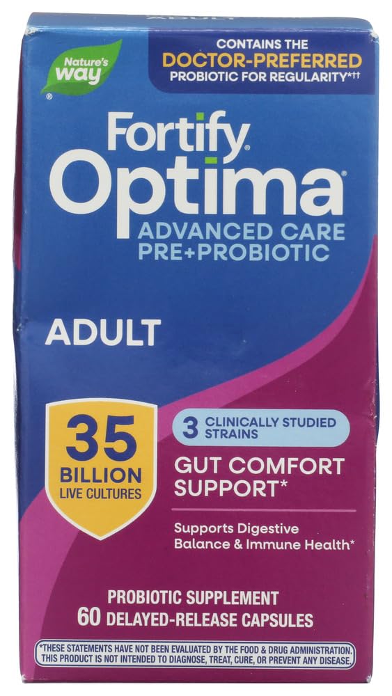 Nature's Way Fortify Optima Daily Probiotic, 35 Billion, 15 Strains, Prebiotic, 60 Capsules