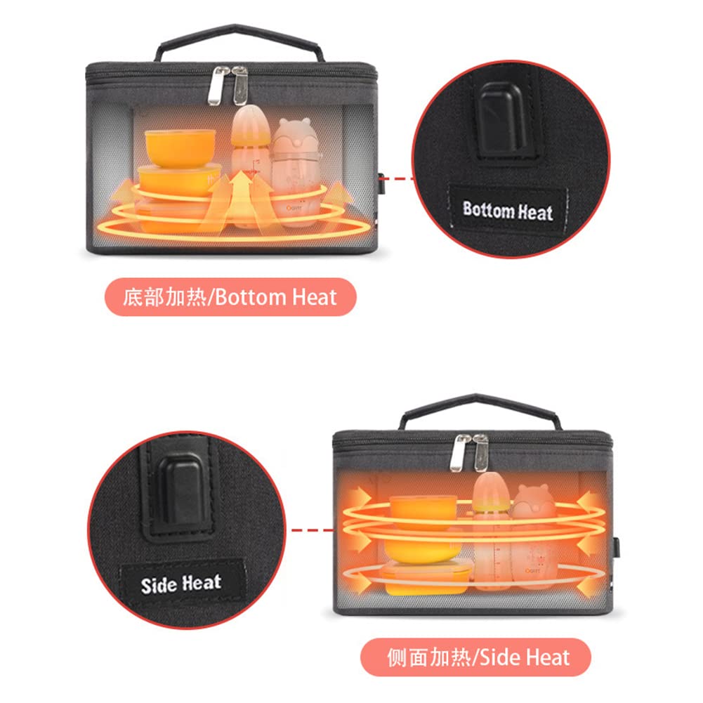 Calentador De Biberones Para Coche, Bolsa De Aislamiento Térmico Portátil Cuidado Infantil Inteligente Temperatura Ajustable Calentador De Senos Portátil De 6,8L Para Biberón Caja De Almuerzo Pizza
