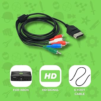 Old Skool Silver-Plated HDTV High-Definition HD TV Component Cable for Xbox