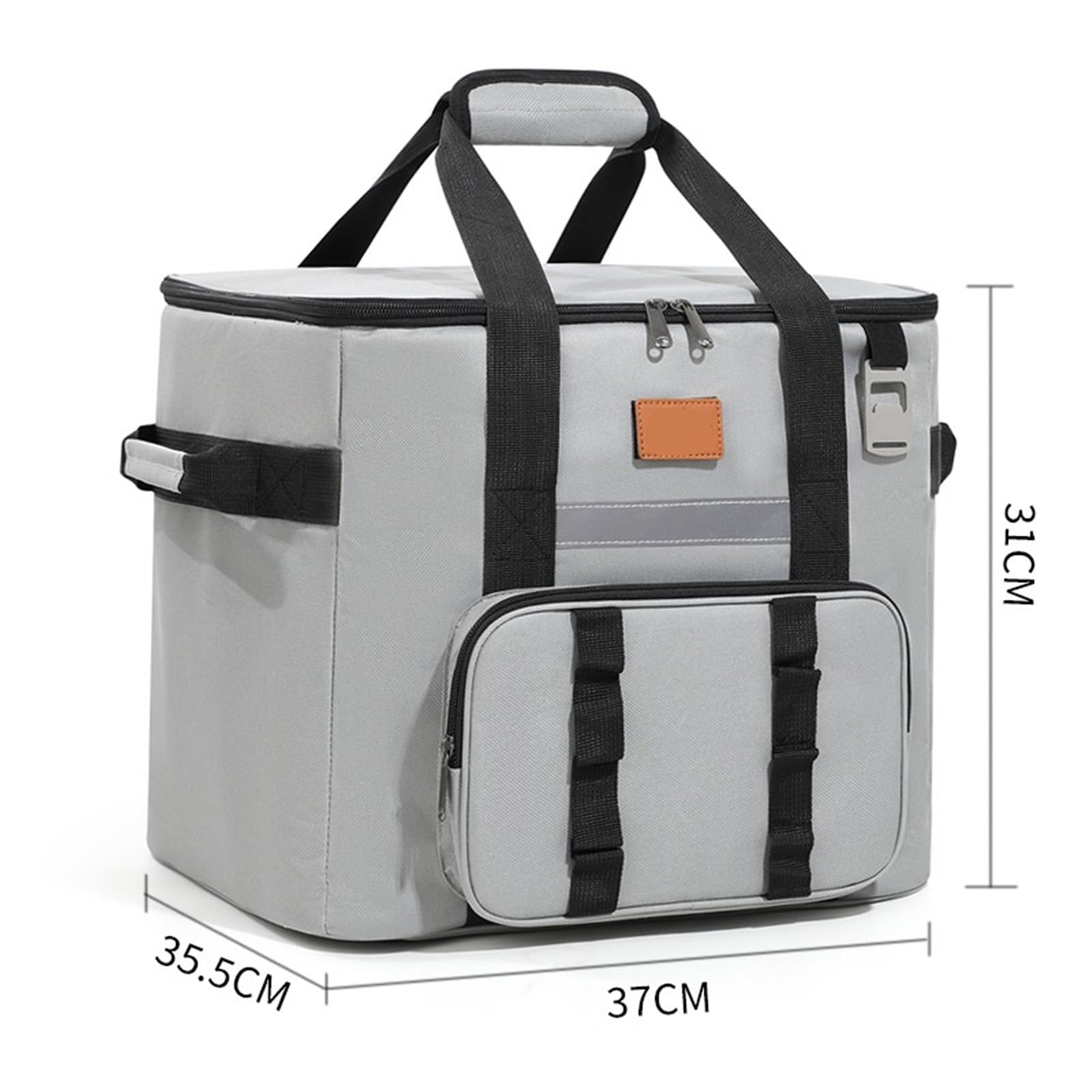 Generisch Grand sac isotherme pour femme - 40 l - Avec fermeture éclair - Pour le camping et la plage - Anti-fuite - Portable - Gris