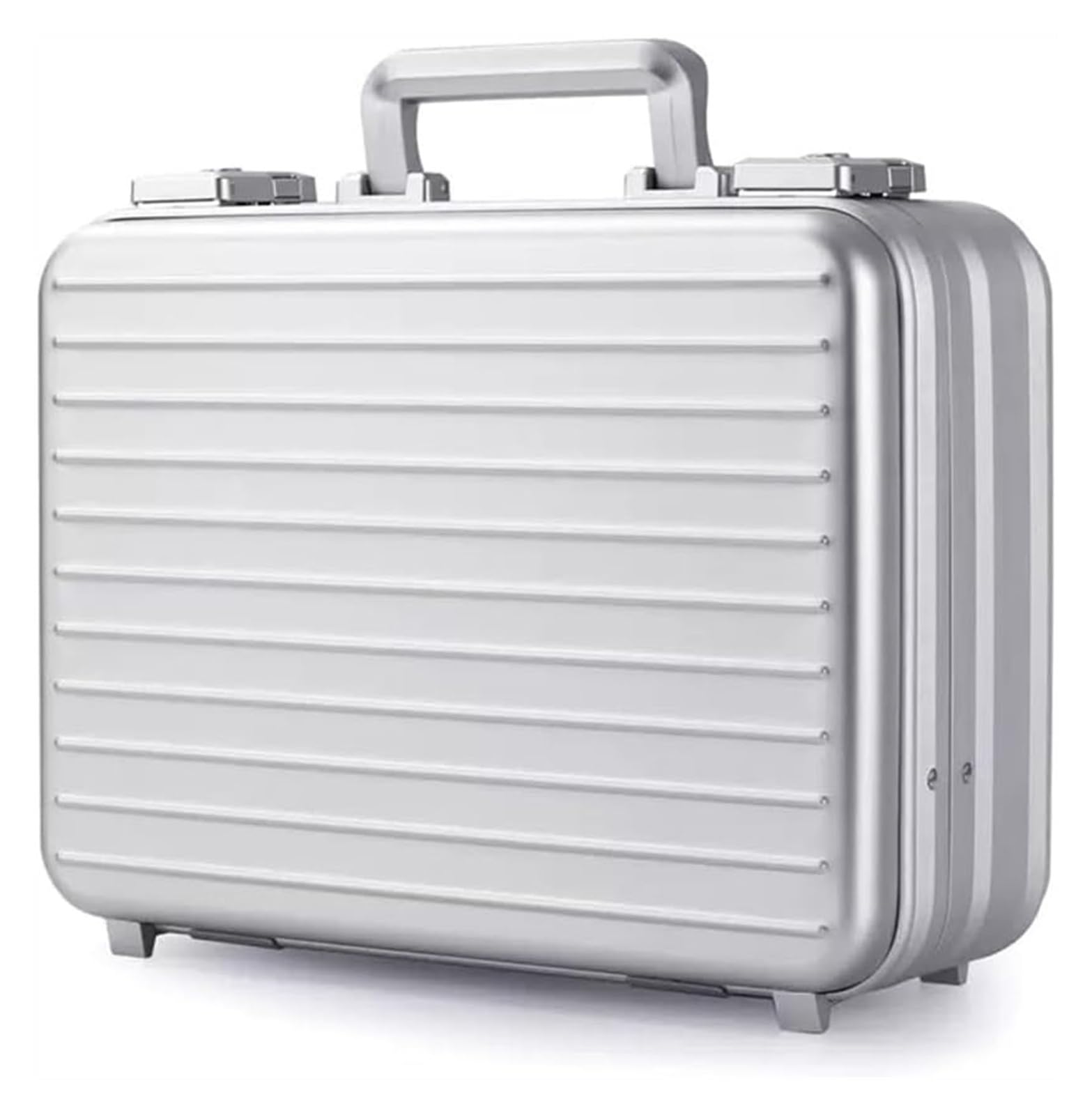 Maletín de aleación de aluminio con bloqueo de contraseña, portador de archivos seguro para laptop, kit médico, dinero en efectivo y documentos, estuche de almacenamiento portátil de mano, Silver