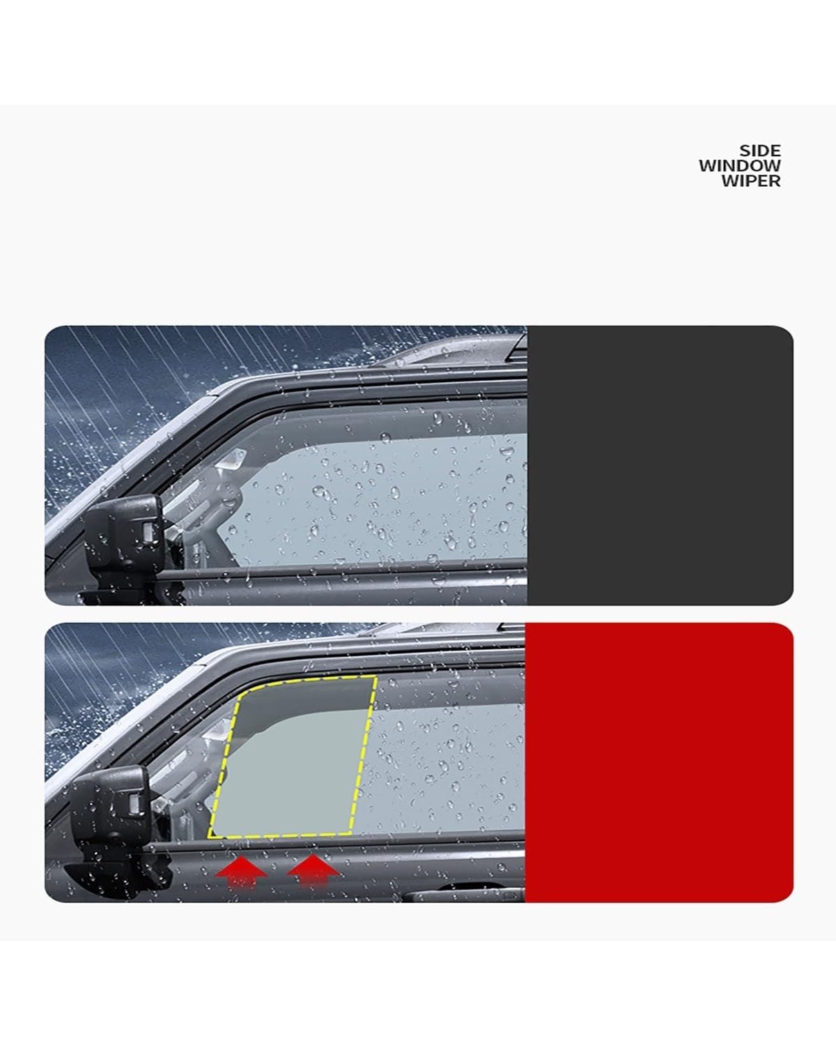 Escobilla limpiaparabrisas Para Tanque 300/400 Limpiaparabrisas Ventana Lateral Coche Vidrio Anti-lluvia Y Niebla Raspador Doble Con Tira Goma