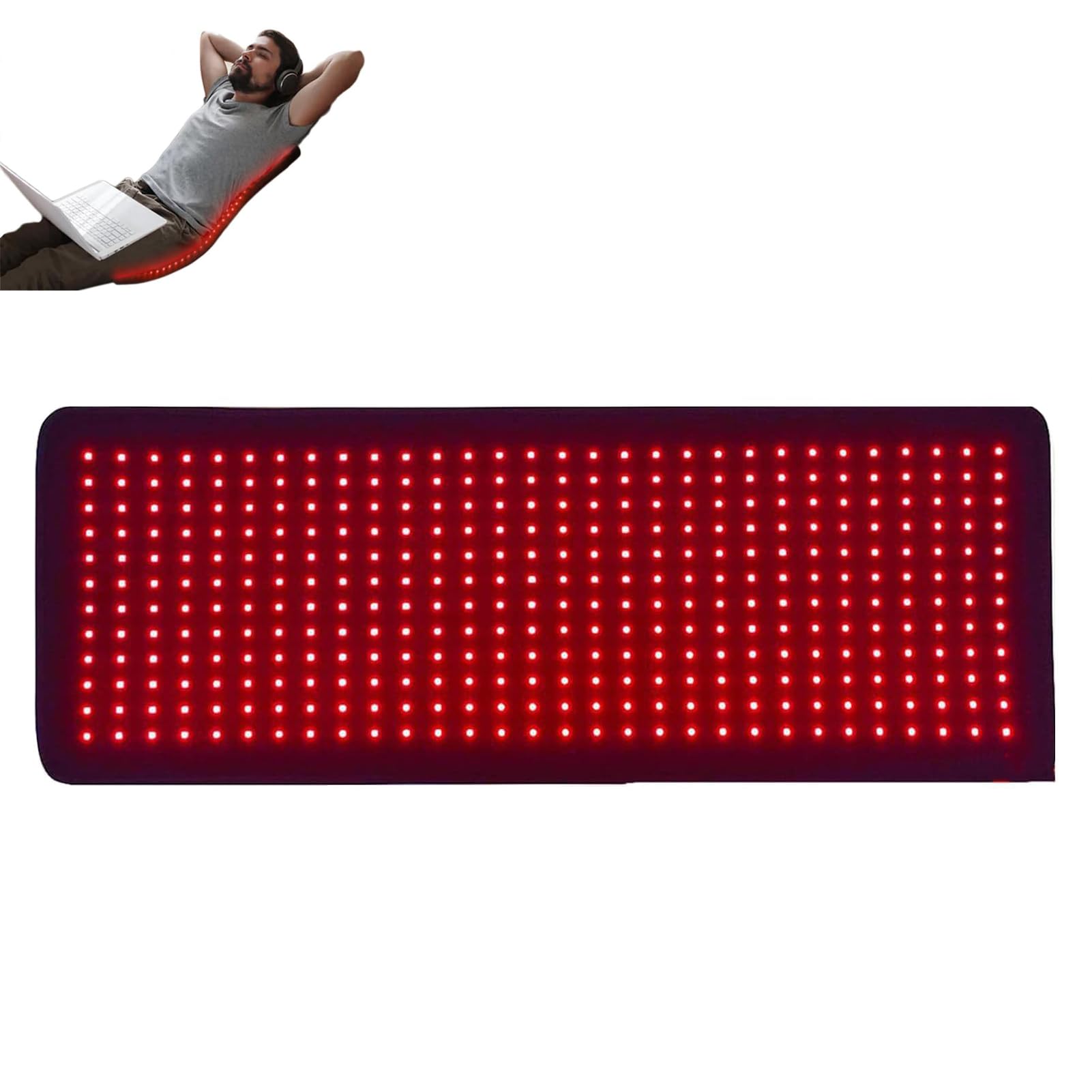 Almohadilla de Terapia de Luz Roja,360 LED Esterilla De Terapia De Luz Roja con Luz Infrarroja Cercana De 660nm y 850 NM,Tiempo y Brillo Ajustables para Aliviar El Dolor Muscular