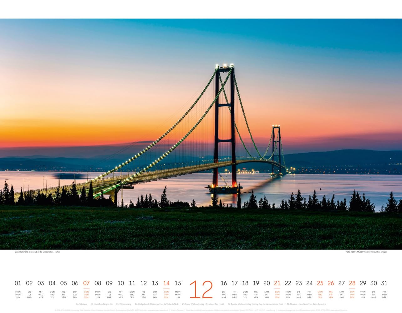 Brücken Kalender 2025, Wandkalender im Querformat (54x42 cm) - Architektur-Kalender