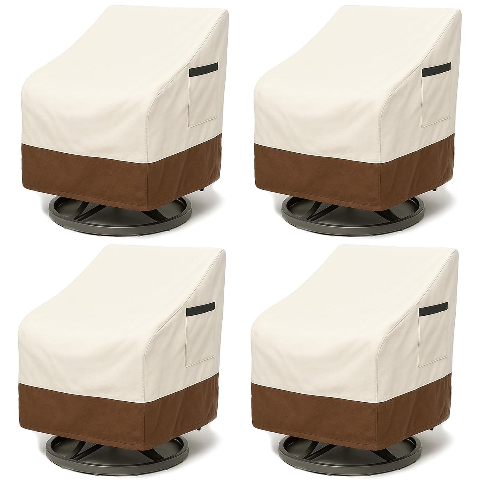 Outdoor Furniture Covers 4-Pack, Heavy Duty 600D Oxford Fabric Patio Chair Protectors, Weather Resistant Waterproof, 28x32x36 Inches, Beige and Brown