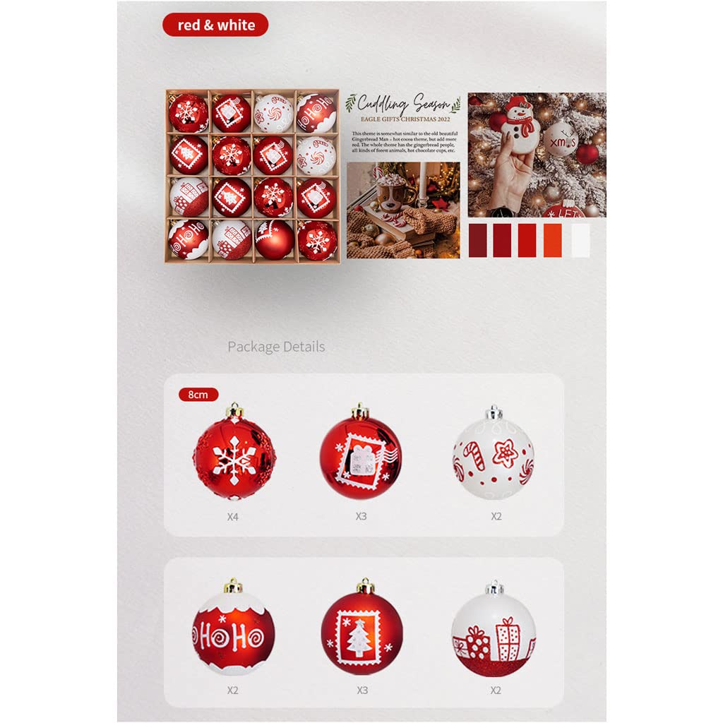 Adornos de Bolas de Navidad de 16 Quilates, 80mm/2,15 Pulgadas, Colgantes Colgantes de árbol de Navidad de plástico inastillable para decoración de Festivales