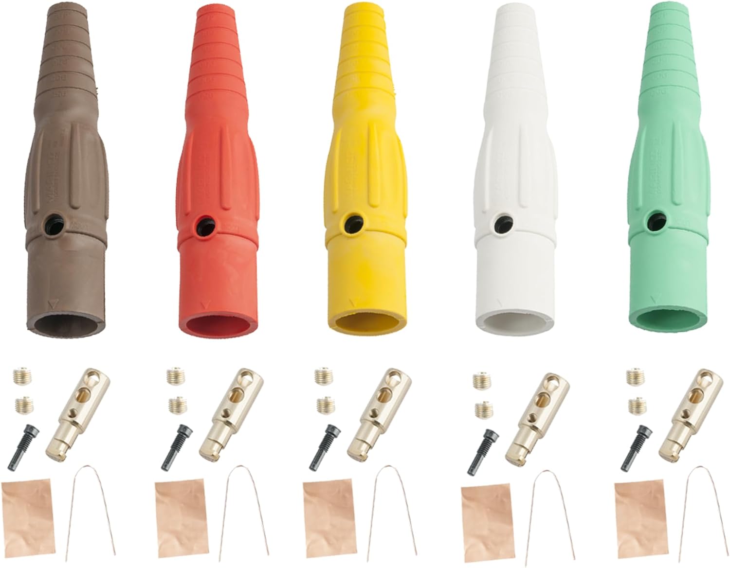 Marinco CLS40 Cam-Lock Wire Set 2/0-4/0 Male 277/480V Camlok Connector Bundle New (CLS40-MB 5 Wire Set) Brown, Orange, Yellow, White, Green