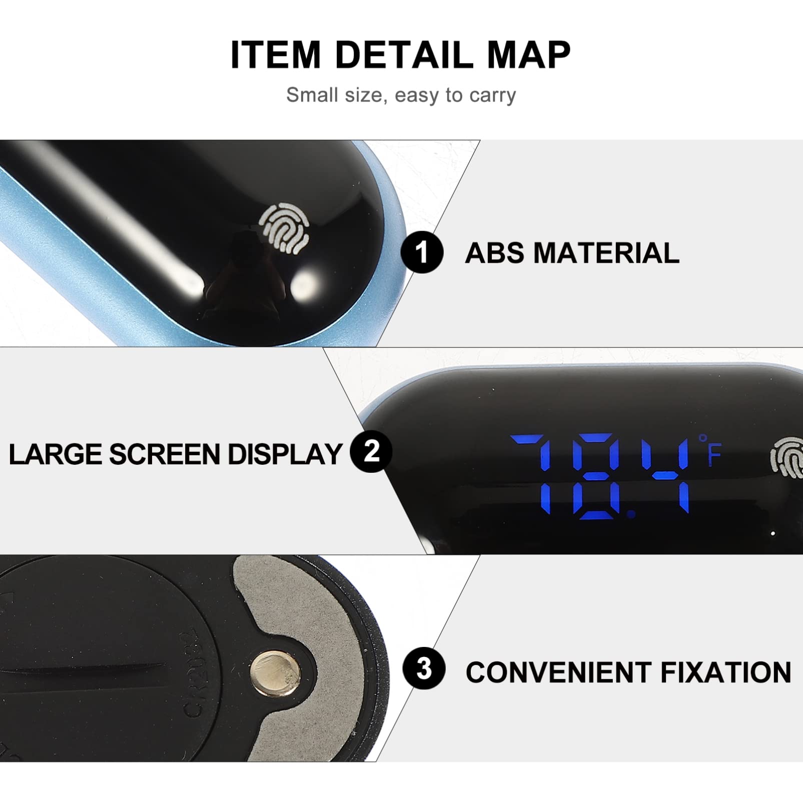 BESPORTBLE 3piezas De Acuario Digital Portátil Medidor De Temperatura Para Peceras Pantalla y Clara Materiales De Inoxidable y Herramienta De Medición Para Acuarios Domésticos