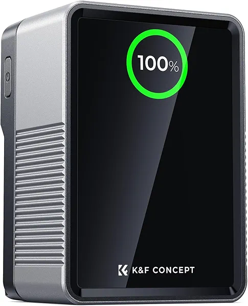 K&F CONCEPT V Mount Battery 99Wh with PD100W Fast Charging,14.8V 6700mAh Mini V-Mount Battery with DC/D-Tap/Dual USB-C/USB-A/TFT Display/240W Charging Cable for Camera Camcorder Video Light Monitor