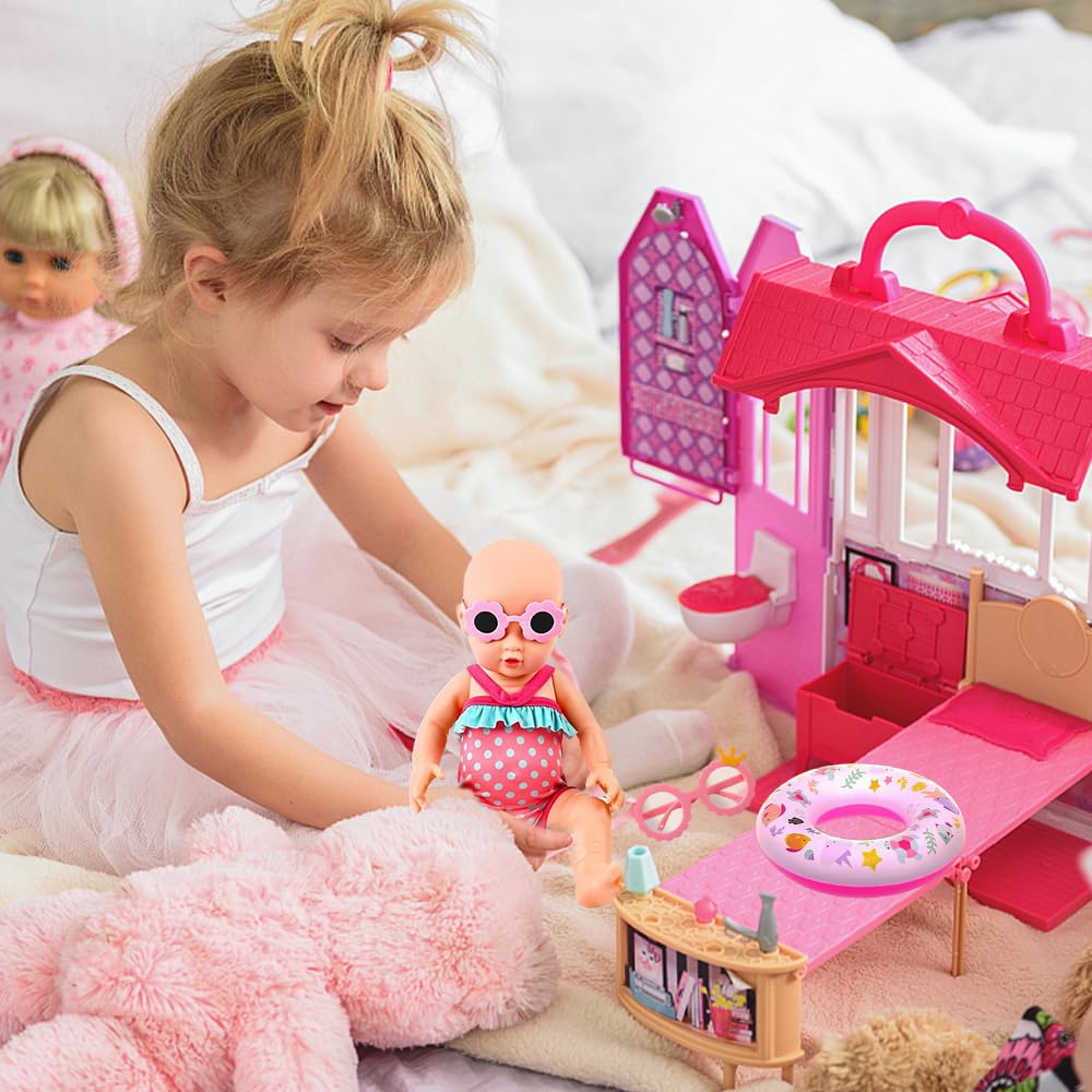 Puppen Badeanzug Set 5-teilig - Badebekleidung Für 40-45cm Puppen