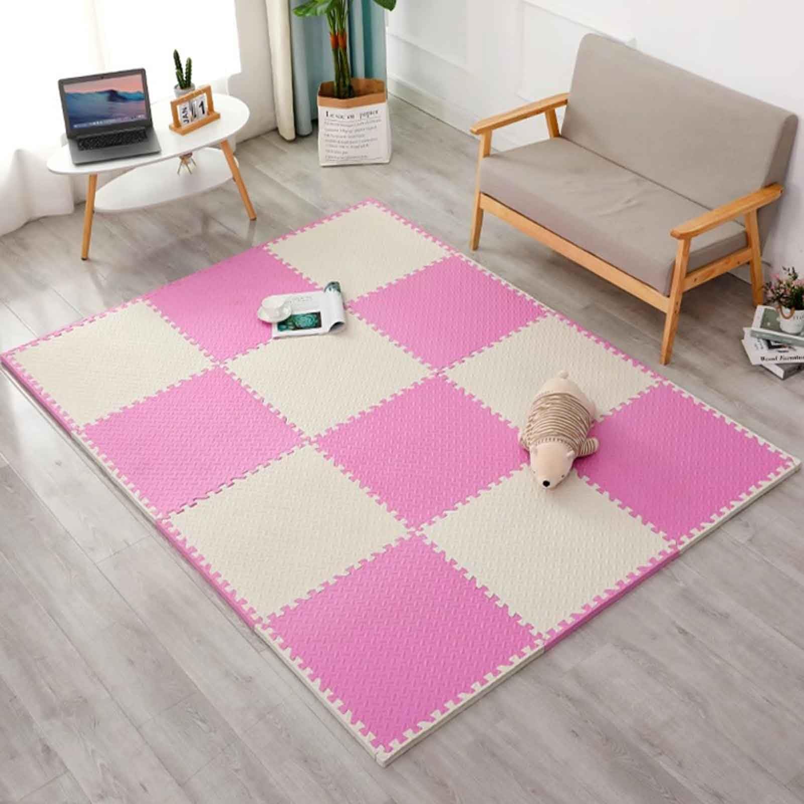 Mata do ćwiczeń z pianki łączonej, antypoślizgowe płytki podłogowe typu puzzle z krawędziami końcowymi Płytki podłogowe do pokoju zabaw