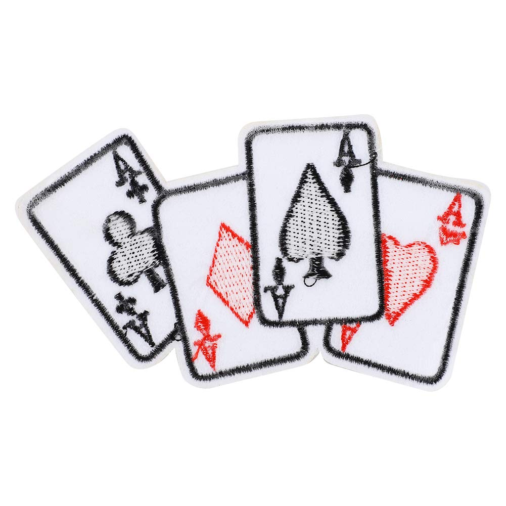 Playing Cards Patches, 5pcs Poker Ace Clothes Patch Iron on Patches Sewing Repair Patches Appliques for Jeans Hats Bags