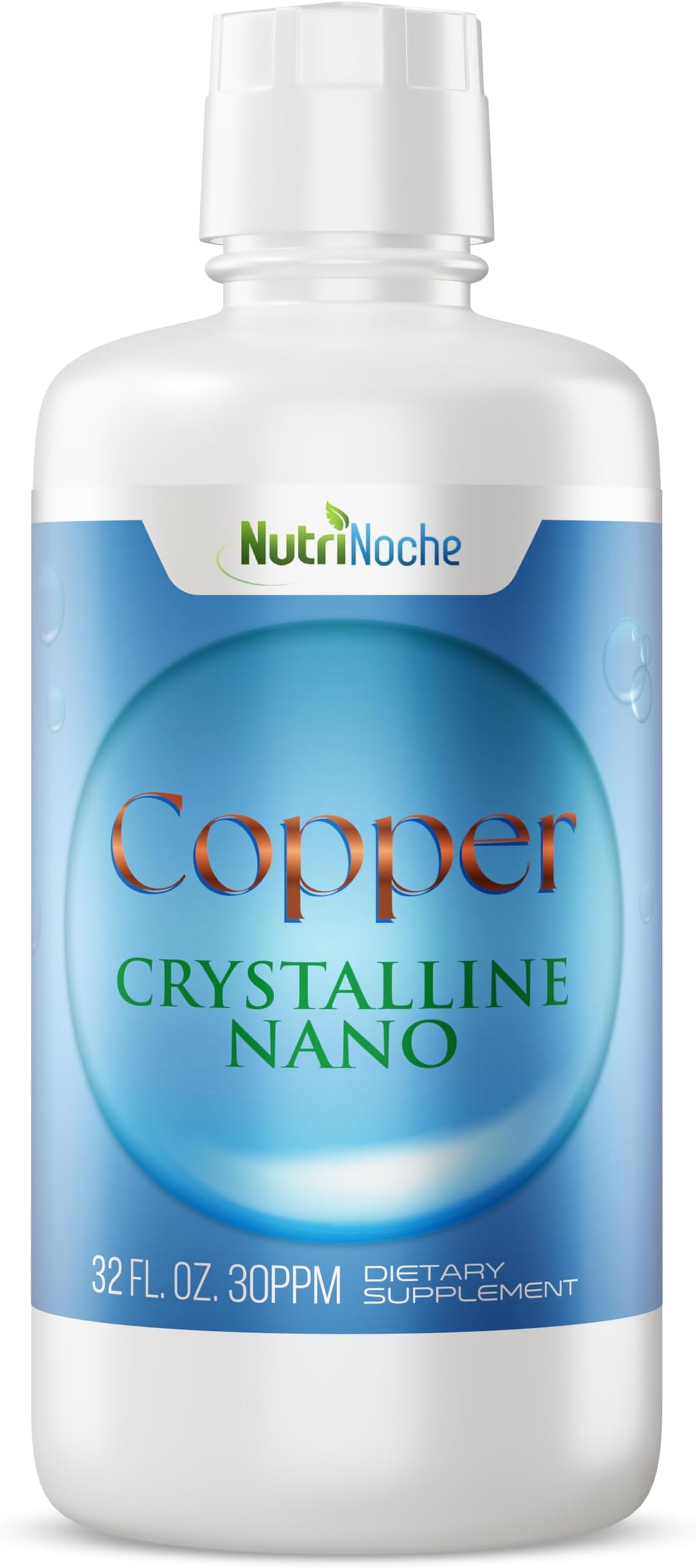 NutriNoche Liquid Colloidal Copper Supplement | 99.99% Ultra Pure Crystalline Nano Copper Particles | 30 ppm