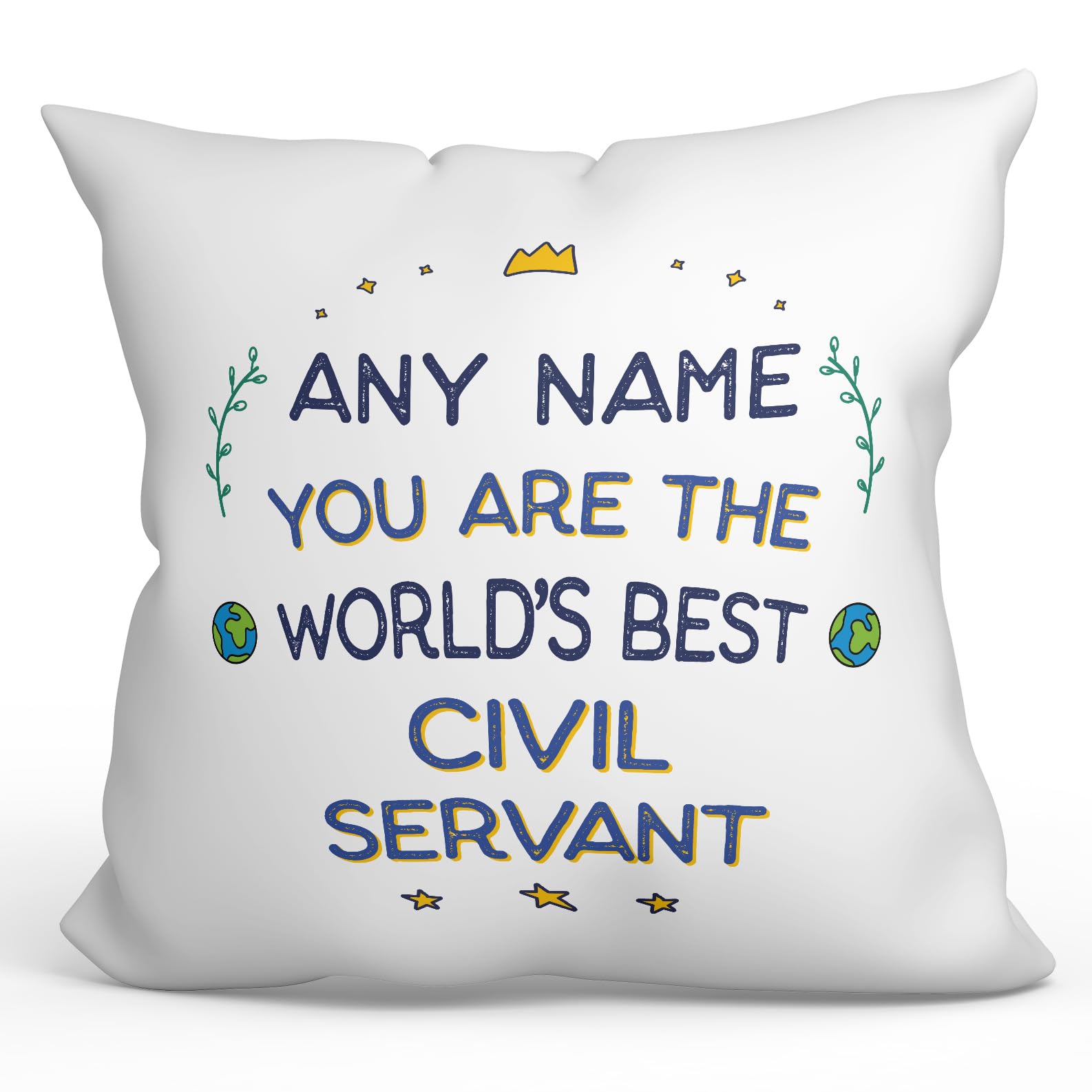 MUGFFINS Personalised Cushion for CIVIL SERVANT Padding included - in English - World's Best - Funny custom gift - Pillow: cover and filling 15.7x15.7 inches — image 1