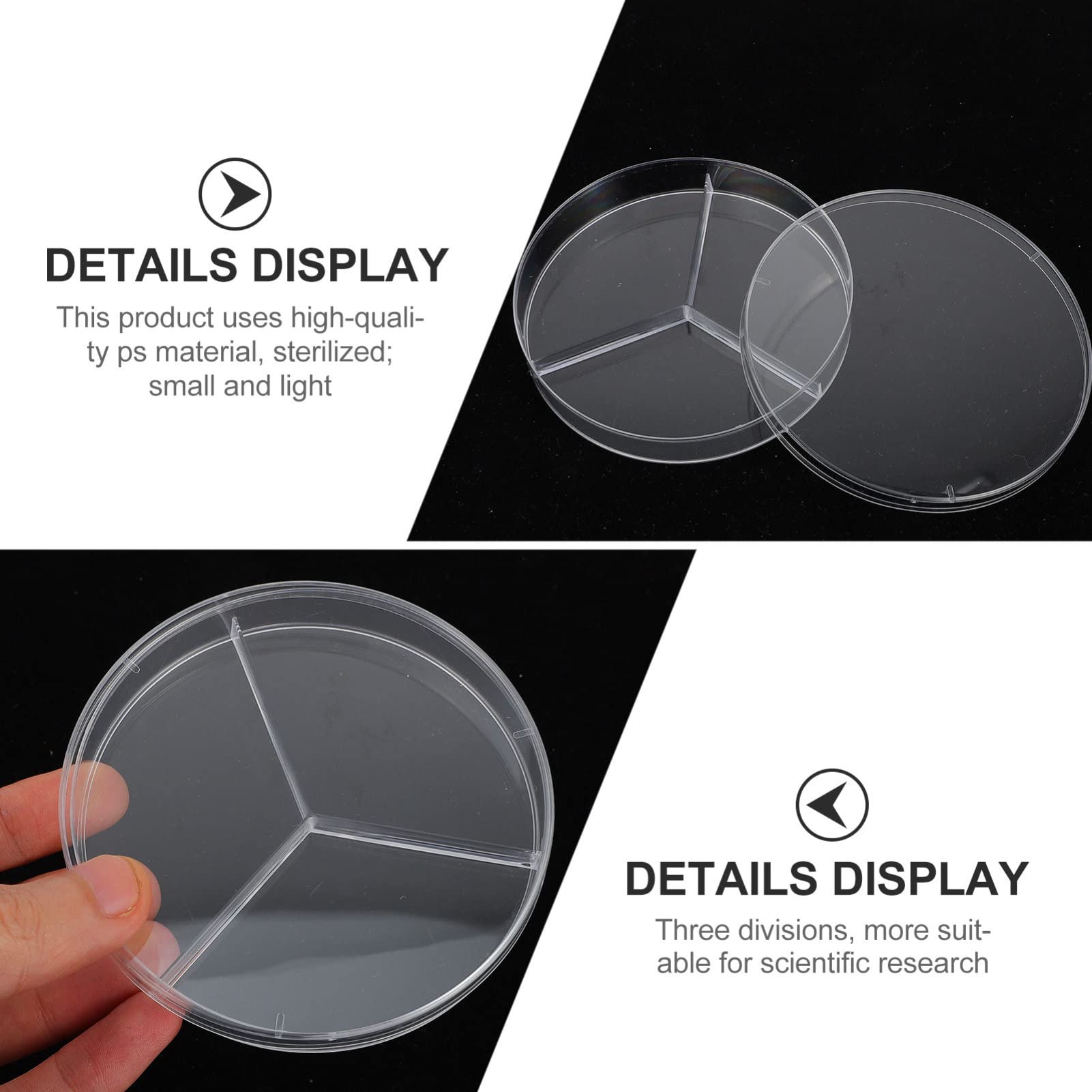 Gatuida 30piezas Placas De Petri Transparentes De Compartimentos Esterilizadas Para Cultivo De Bacterias Laboratorio y Aula De Ciencias