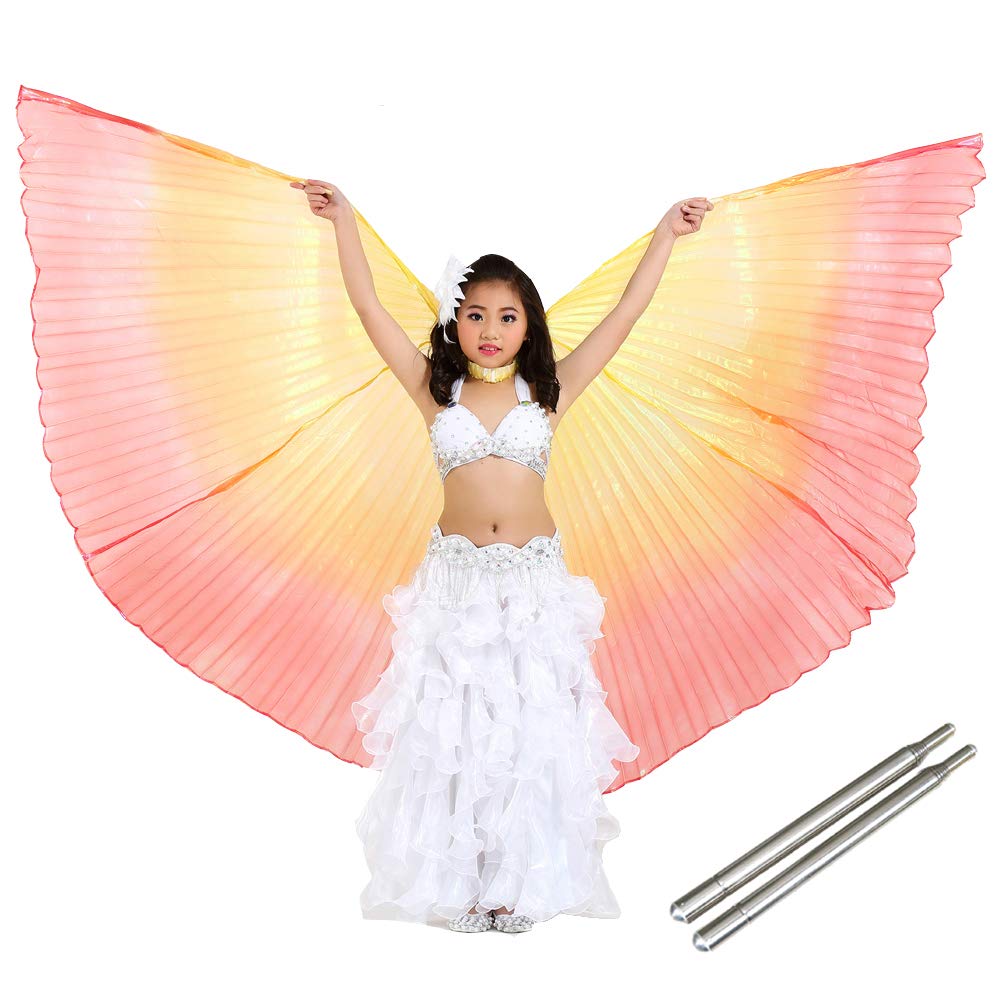 SHOWYOU47.2 in Light Weight Children's Belly Dancing, Colorful Wings, Three Color Wings, Colorful Wings (Multicolored)