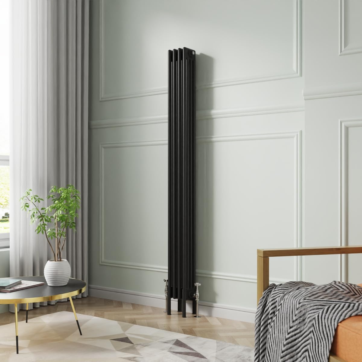 NRG 1800x200mm Black Cast Iron Radiator 4 Column Perfect for Bathrooms, Kitchen, Living Room โ image 1