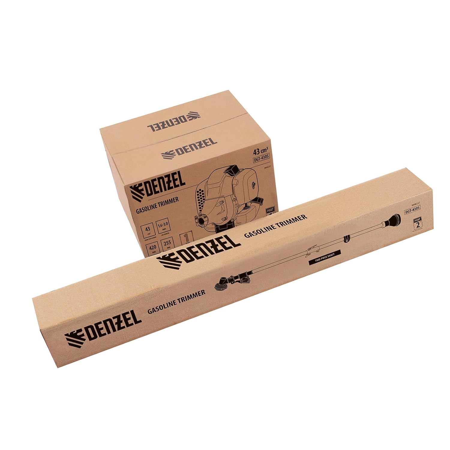 All components of Denzel DGT-430S Gasoline Trimmer laid out