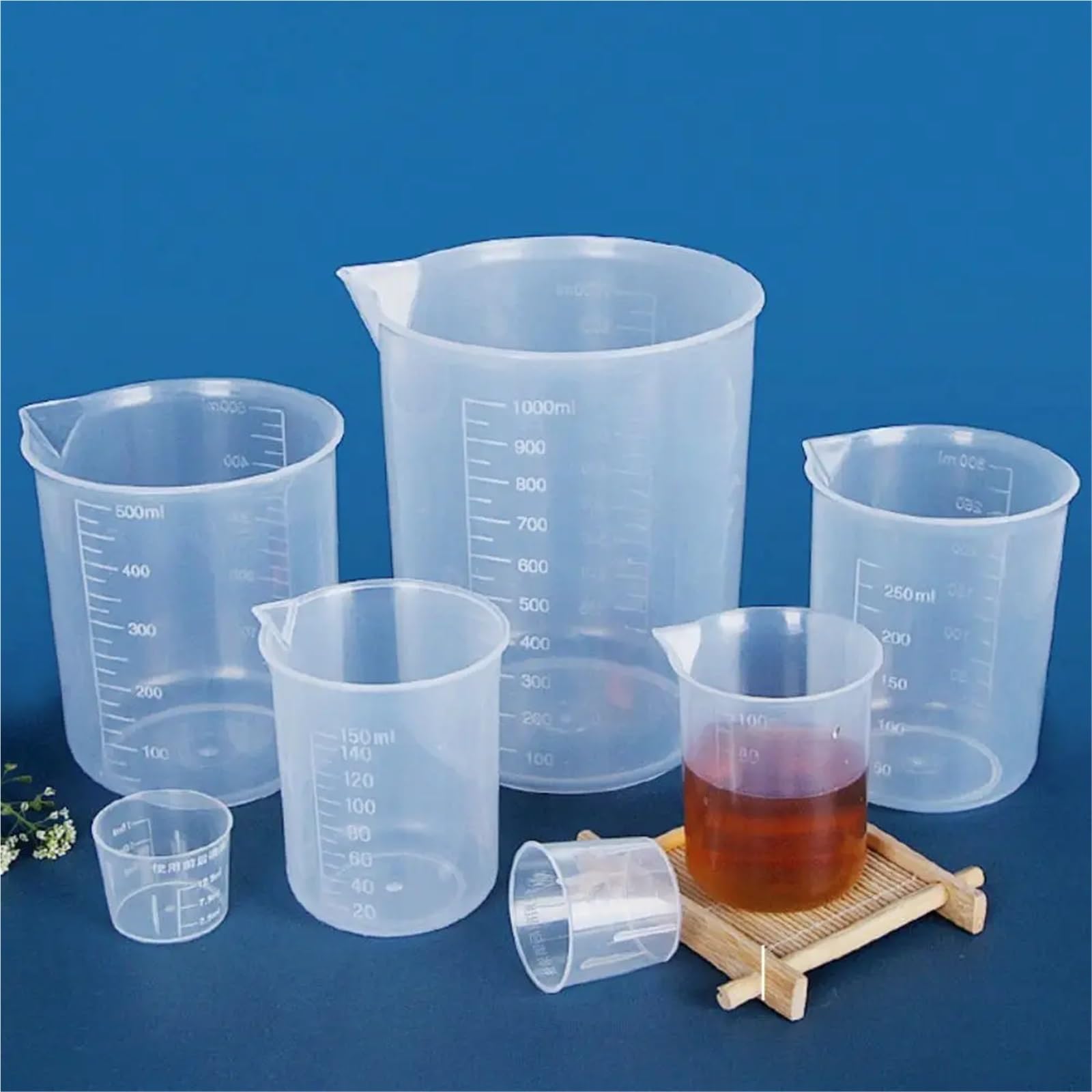 10 Pcs Lightweight Transparent Thickened For Kitchen Laboratory Test Plastic Beaker Graduated Cylinder Mixing Cups Measuring Cup Para Cocina Laboratorio(250ml)