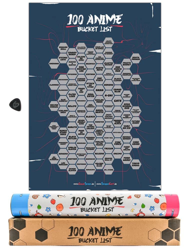 ComicSense.xyz 100 Anime Bucket List Scratch Off Poster Top Japanese